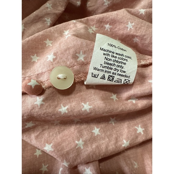 Madewell Women's XS Star Print Peach/ Pink 3/4 Sleeve‎ Tie Waist Wrap Top Preown - Picture 7 of 7